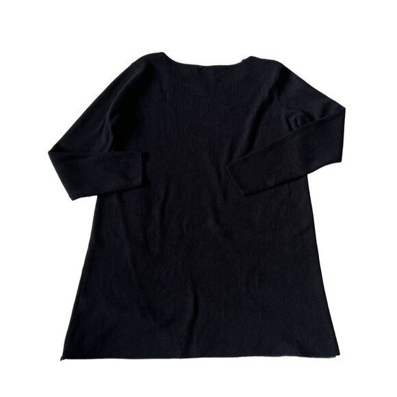 Fleur De Lis Black Long Sleeve Tunic Sweater With Zipper Detail Size L Soft - Picture 7 of 7